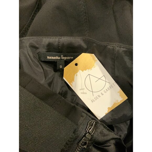 Nanette Lepore Black Full Zip Pencil Skirt w/ Front Ruffle Panel, Size 0 - Picture 5 of 5